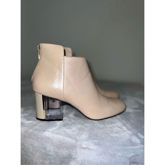 Calvin Klein Neutral Cream Beige Bootie Women’s Square Heel Boots 7.5 - Picture 1 of 10